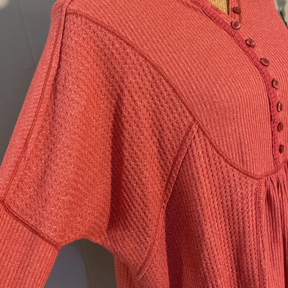 Free People Leo Oversized Henley Waffle Tunic
